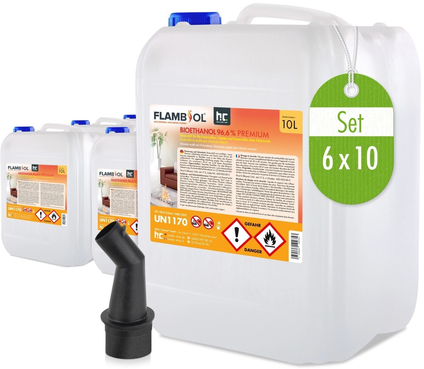 Bioethanol 96,6% Premium 10 Liter Kanister